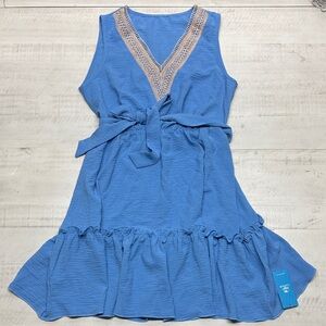 Cupshe Women Summer Dresses Sleeveless Casual Loose Swing Midi Dress Blue